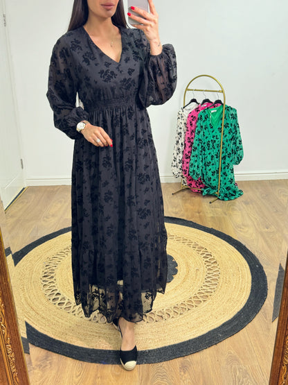 Pilar Elasticated Chiffon Maxi Dress