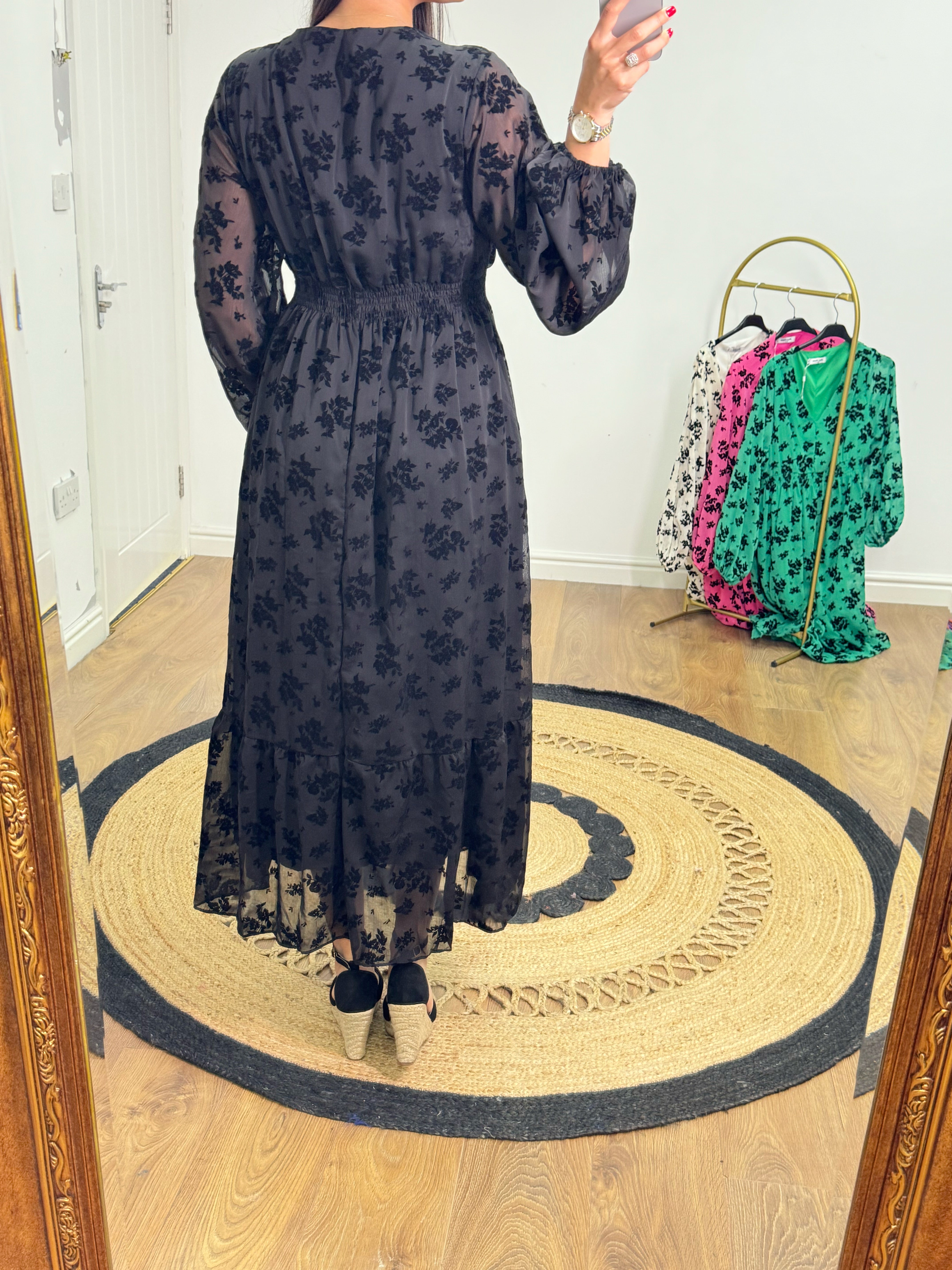 Pilar Elasticated Chiffon Maxi Dress
