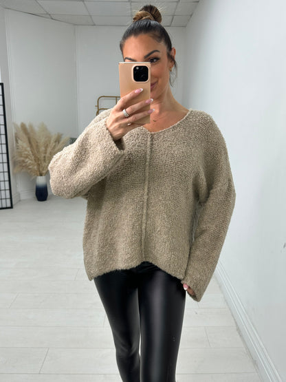 Katie Boucle Super Soft V Neck Jumper