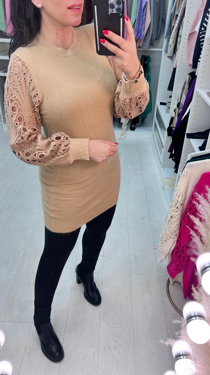 Almira Crochet Sleeve Knit Tunic