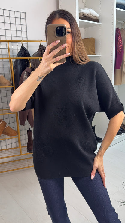 Felina Plain Floral Detail 3/4 Sleeve Jumper