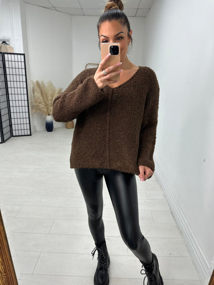 Katie Boucle Super Soft V Neck Jumper