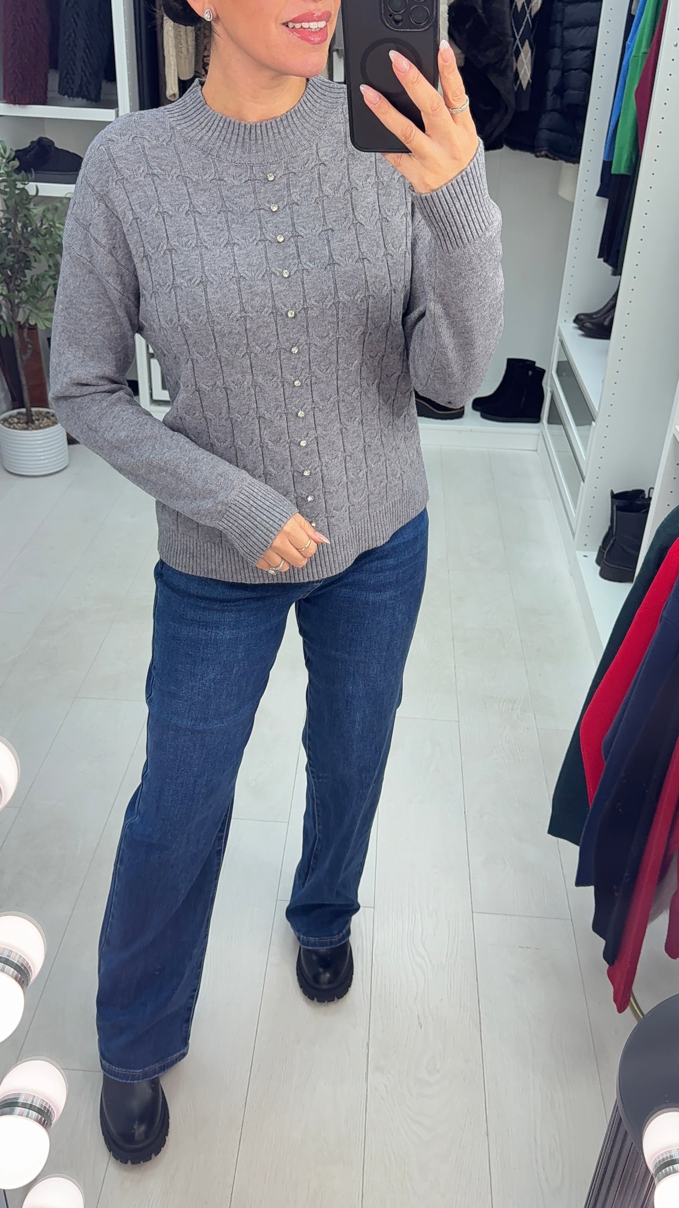 Elsey Plain Diamante Embellished Knit Jumper