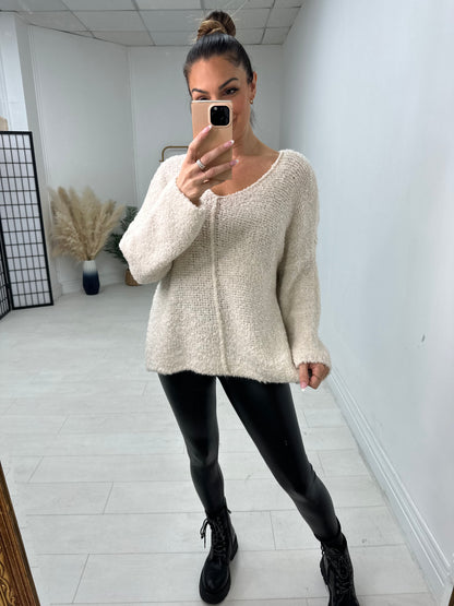 Katie Boucle Super Soft V Neck Jumper