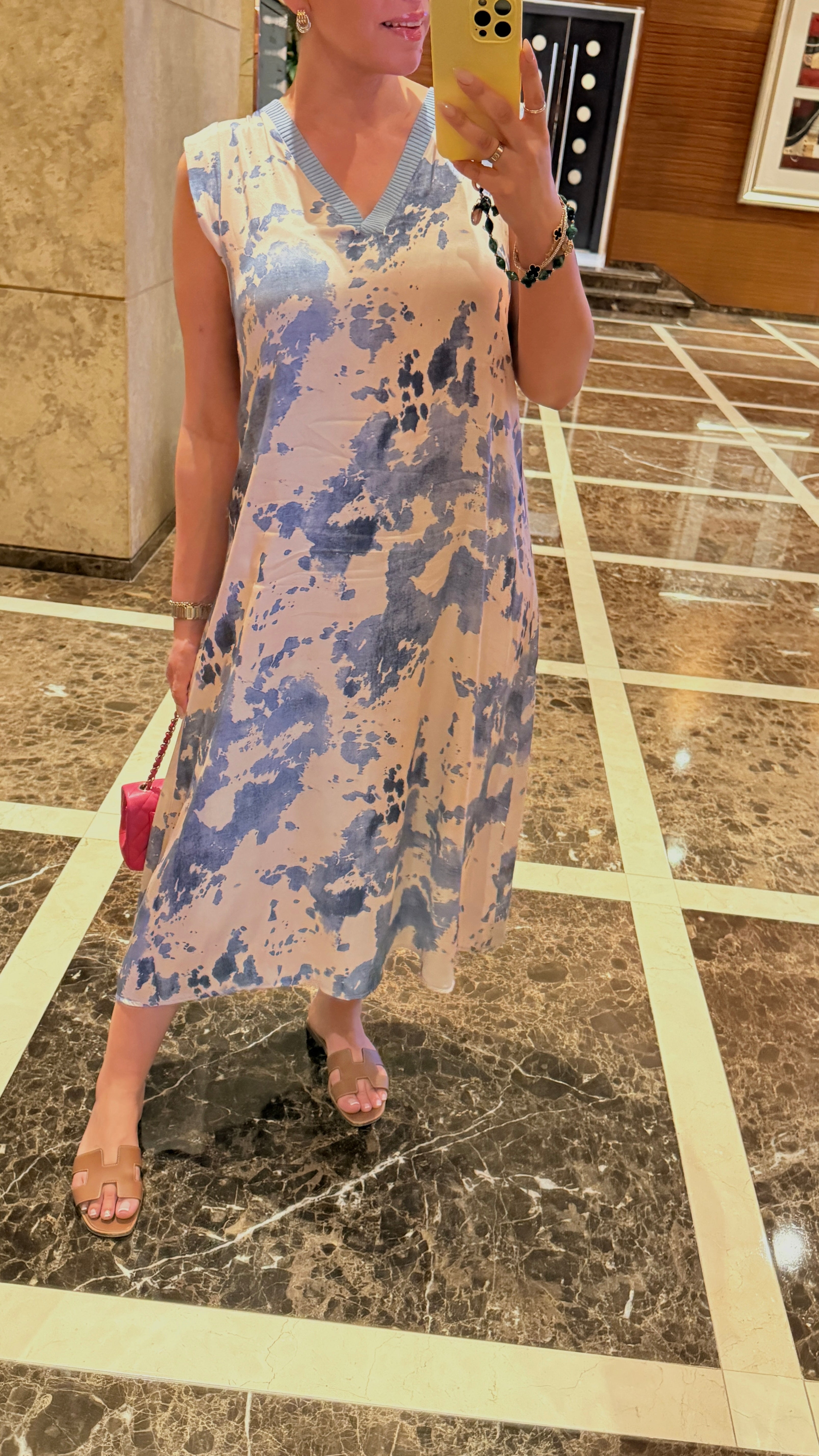 Leyan Ink Print Silky Dress