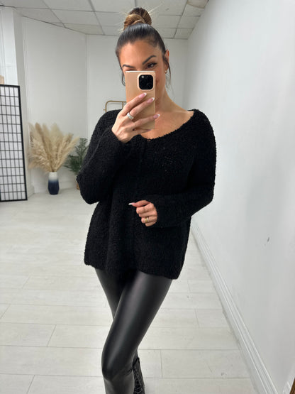 Katie Boucle Super Soft V Neck Jumper