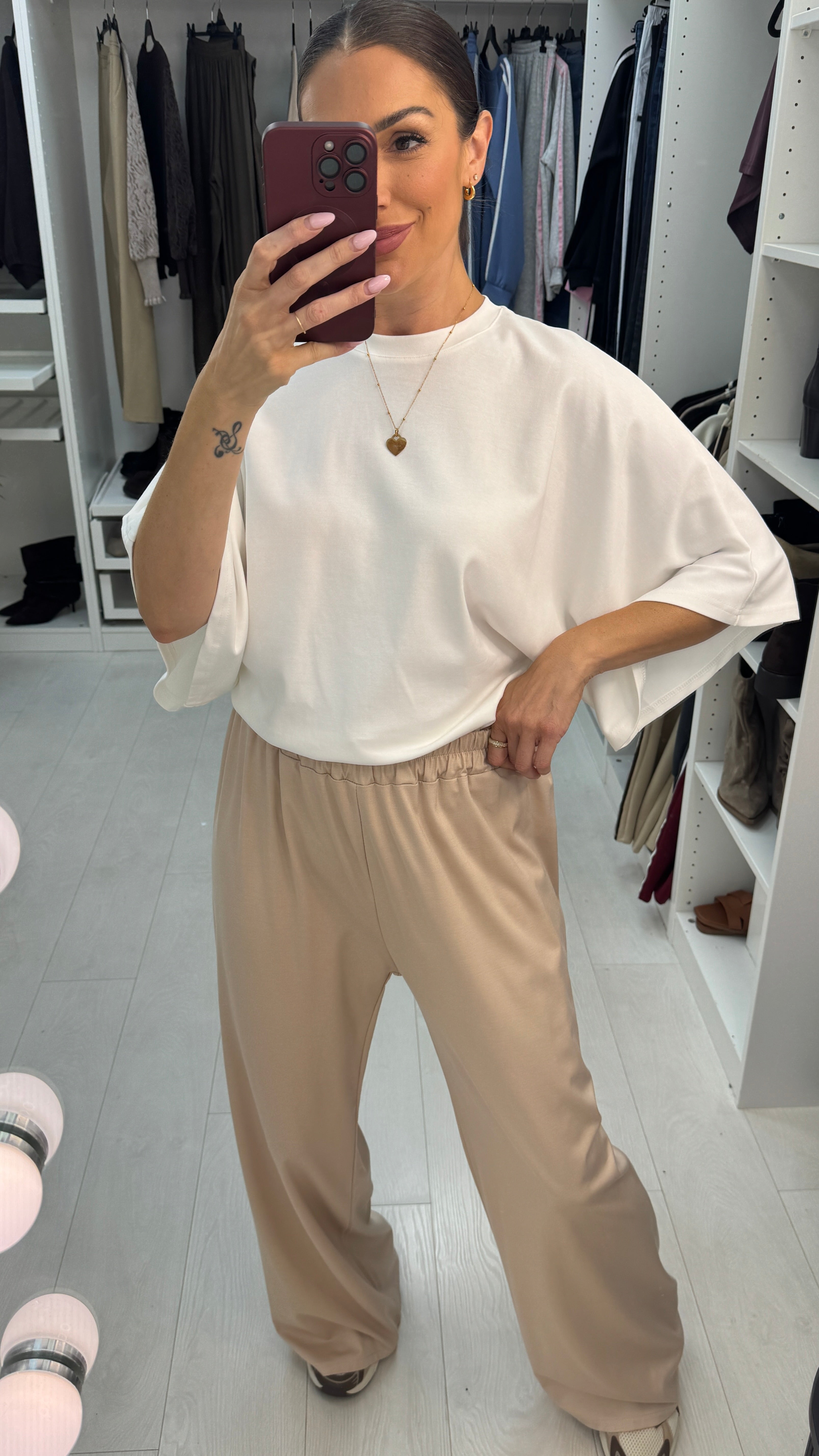 Honour Plain Elasticated Waist Wide Leg Trousers