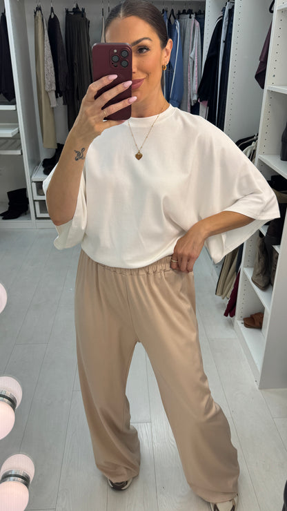 Honour Plain Elasticated Waist Wide Leg Trousers