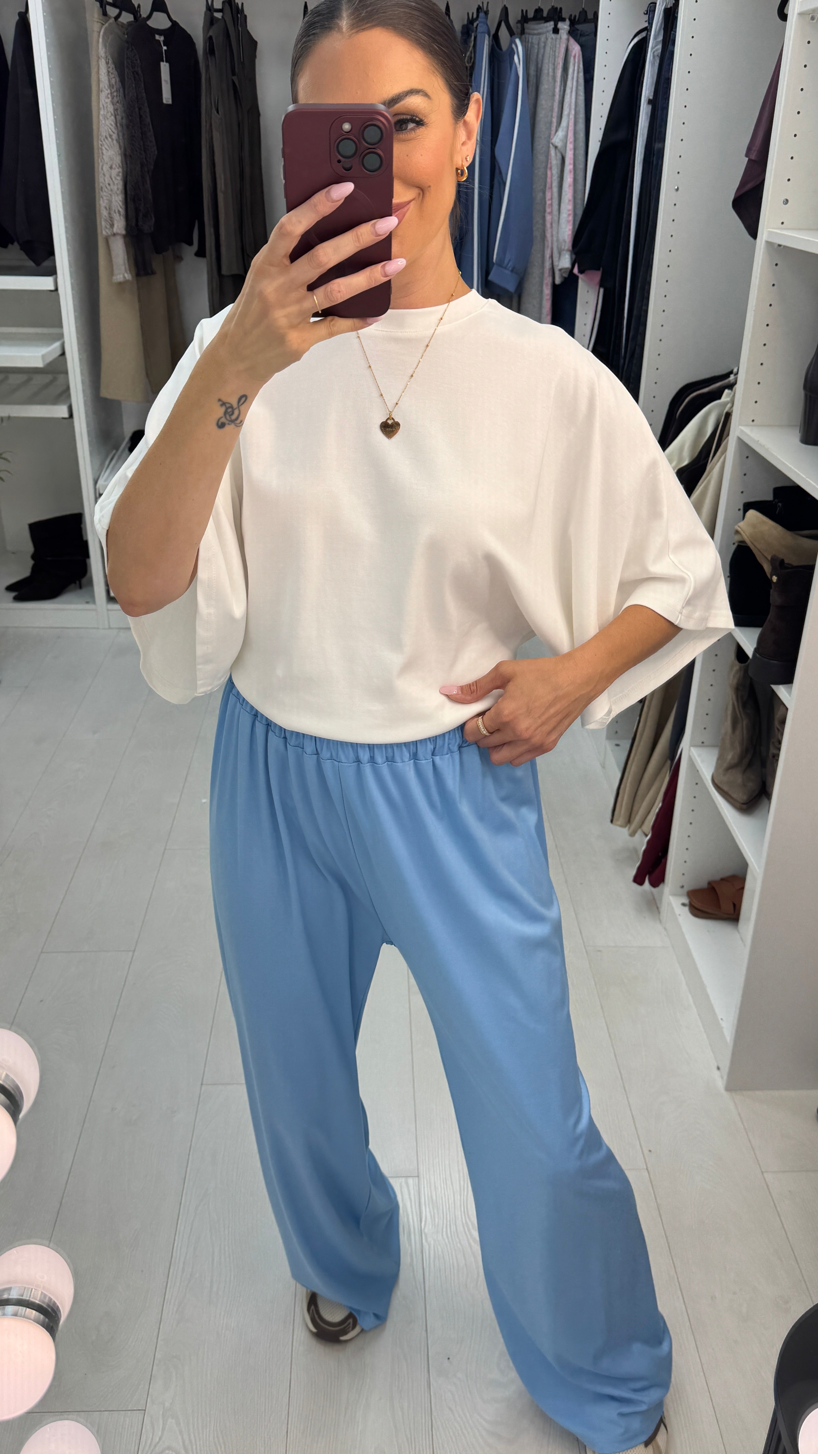 Honour Plain Elasticated Waist Wide Leg Trousers