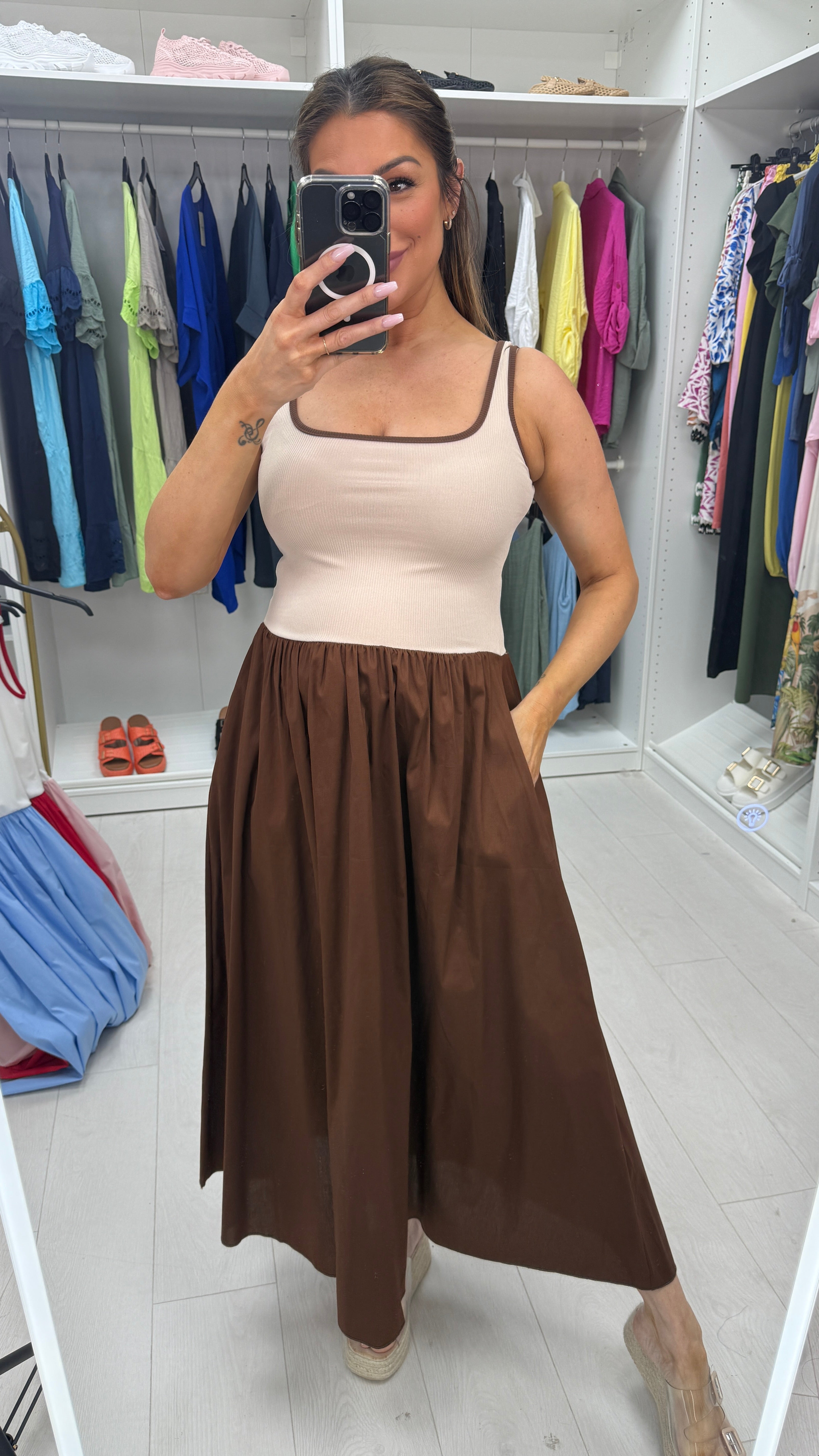 Shalma Colour Block Poplin Dress