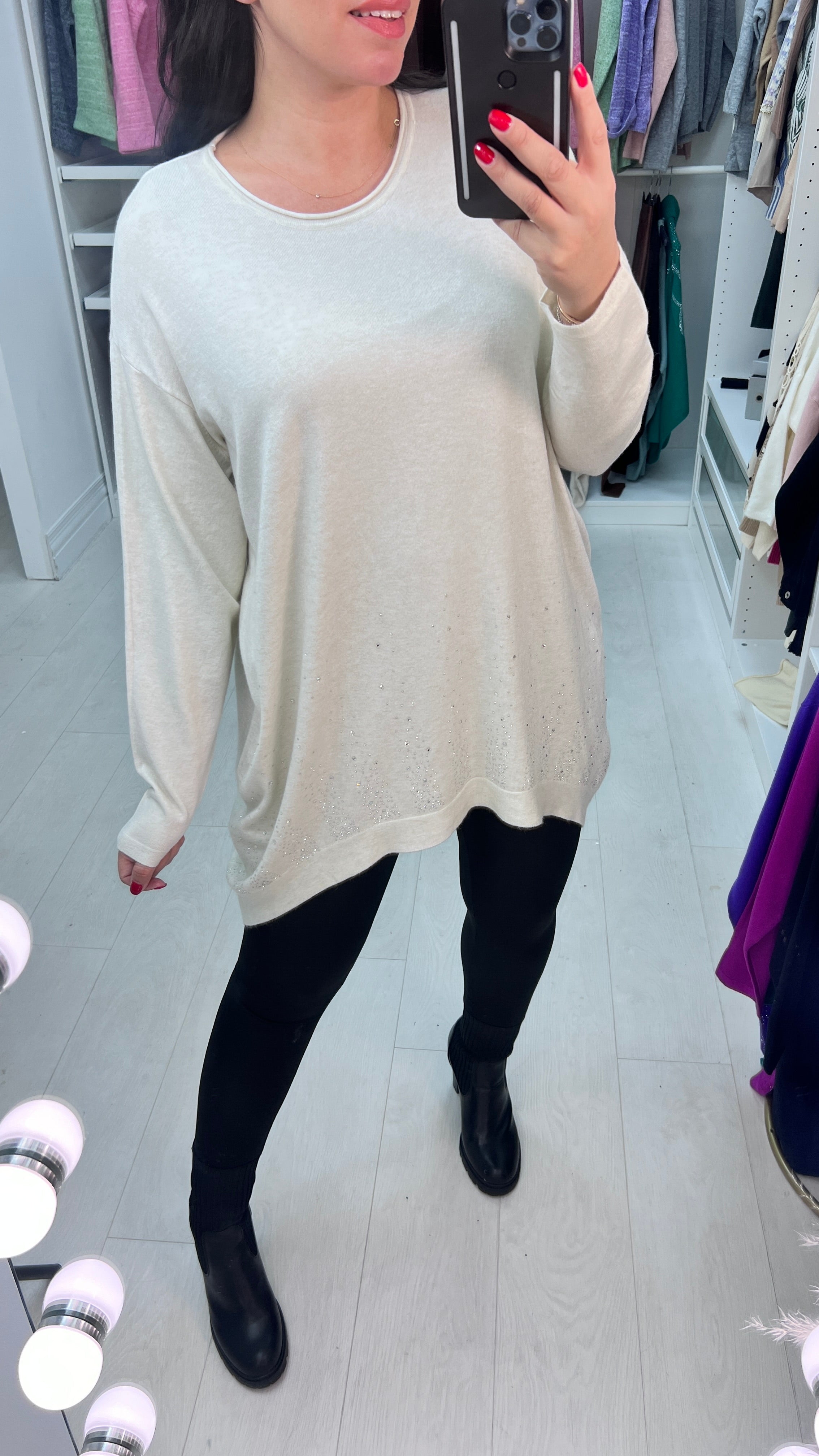 Madi Diamante Hem Soft Knit Jumper