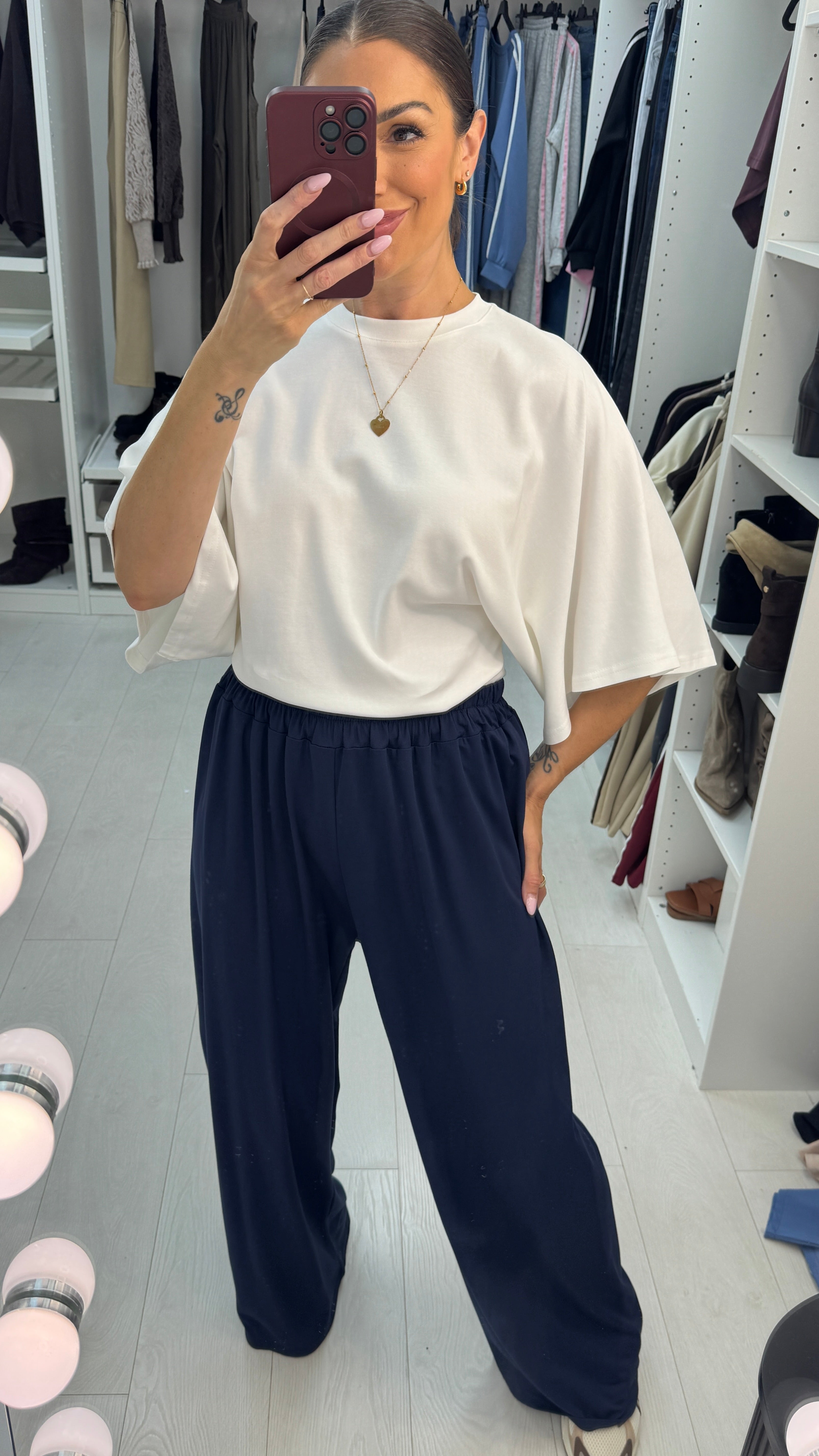 Honour Plain Elasticated Waist Wide Leg Trousers
