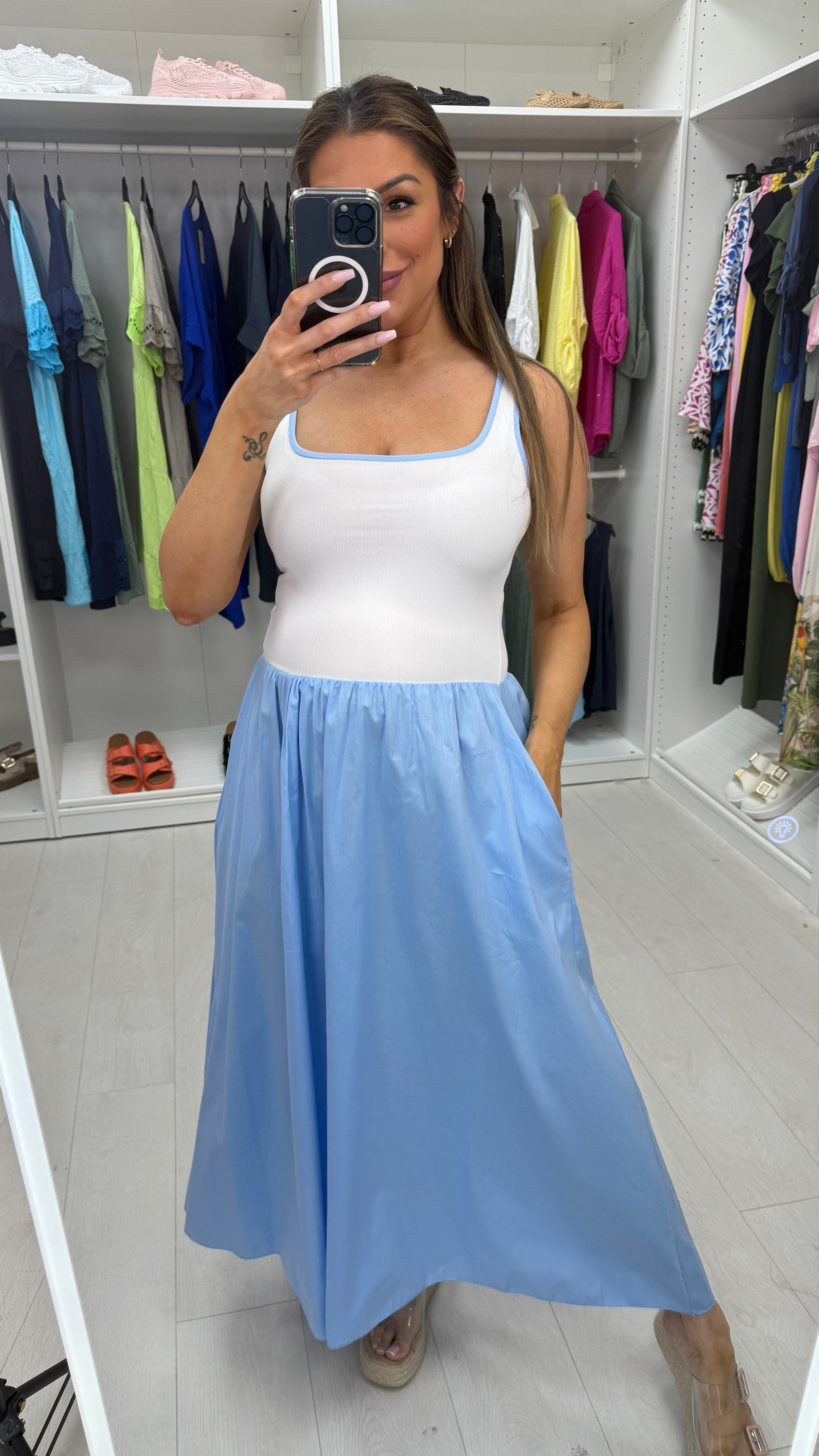 Shalma Colour Block Poplin Dress