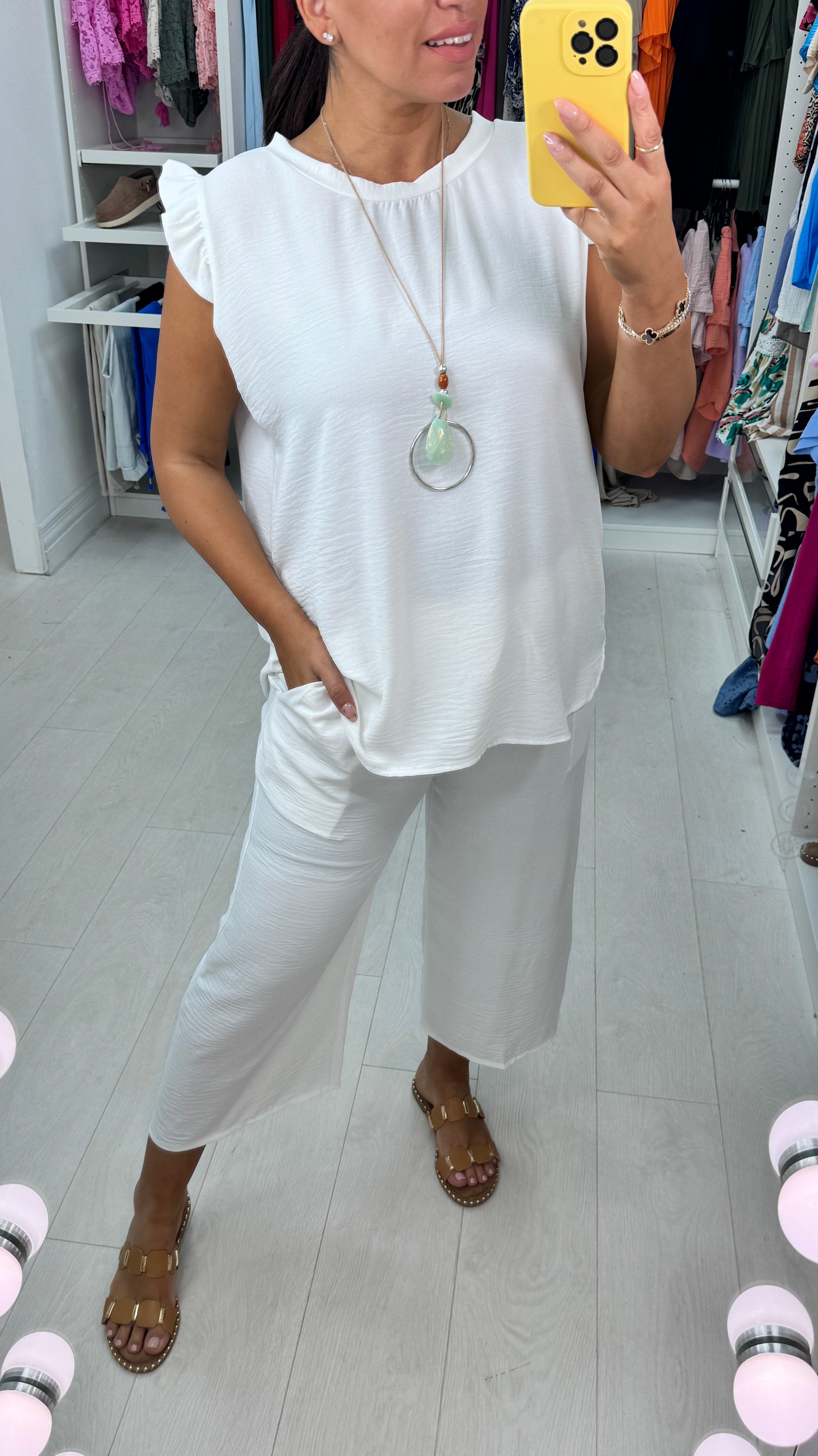 Fidelia Frill Detail Crepe Culotte Co-Ord Set