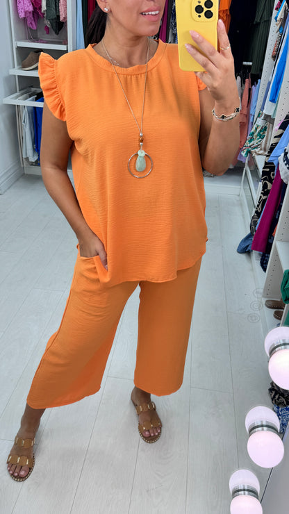 Fidelia Frill Detail Crepe Culotte Co-Ord Set