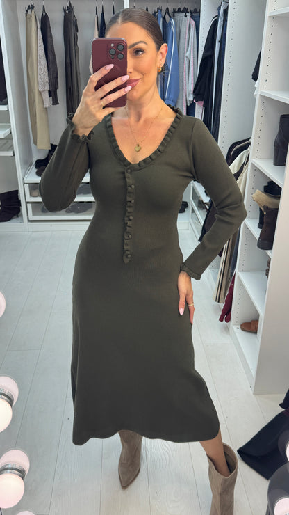Yona V Neck Button Detailed Dress