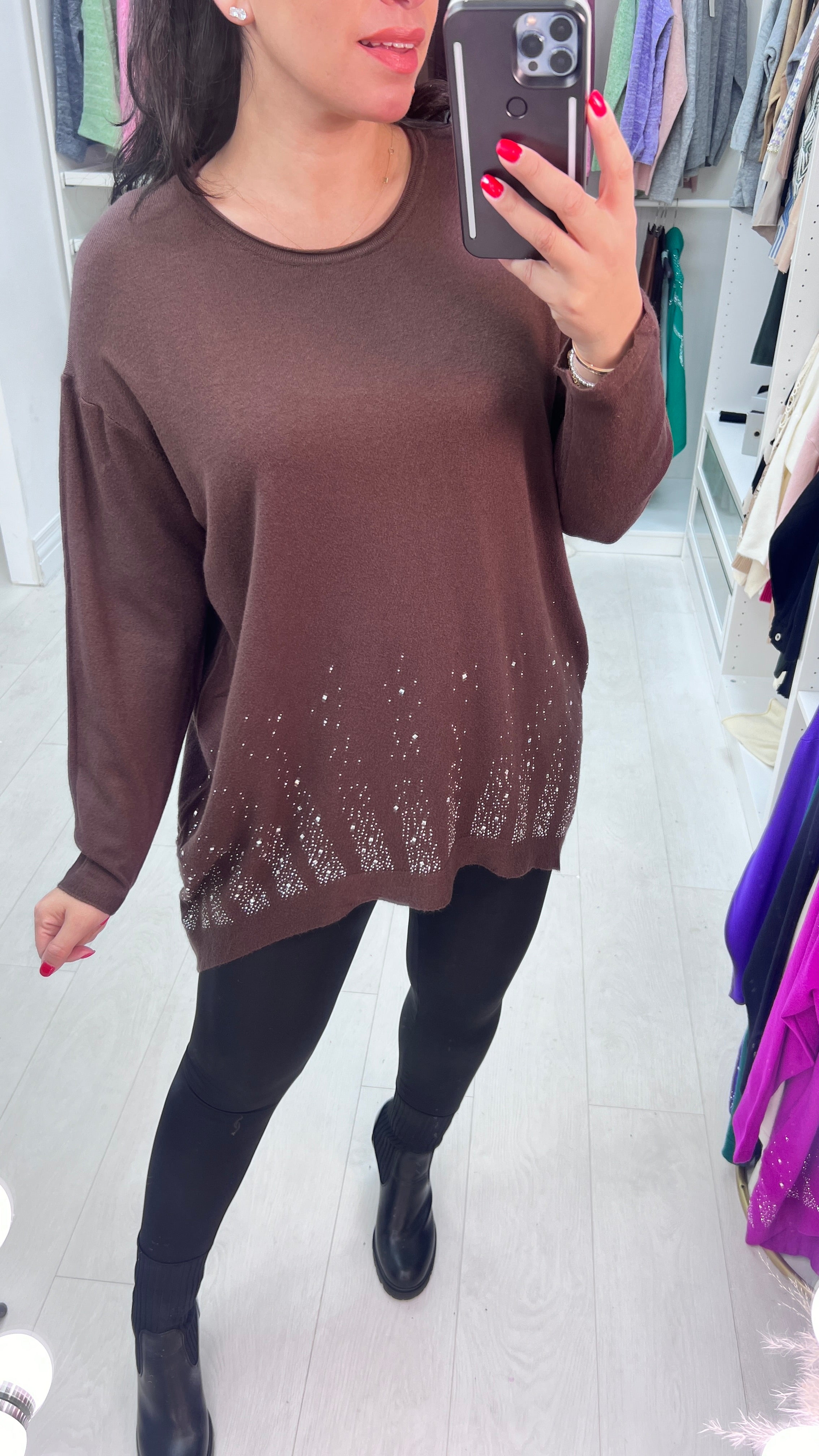 Madi Diamante Hem Soft Knit Jumper