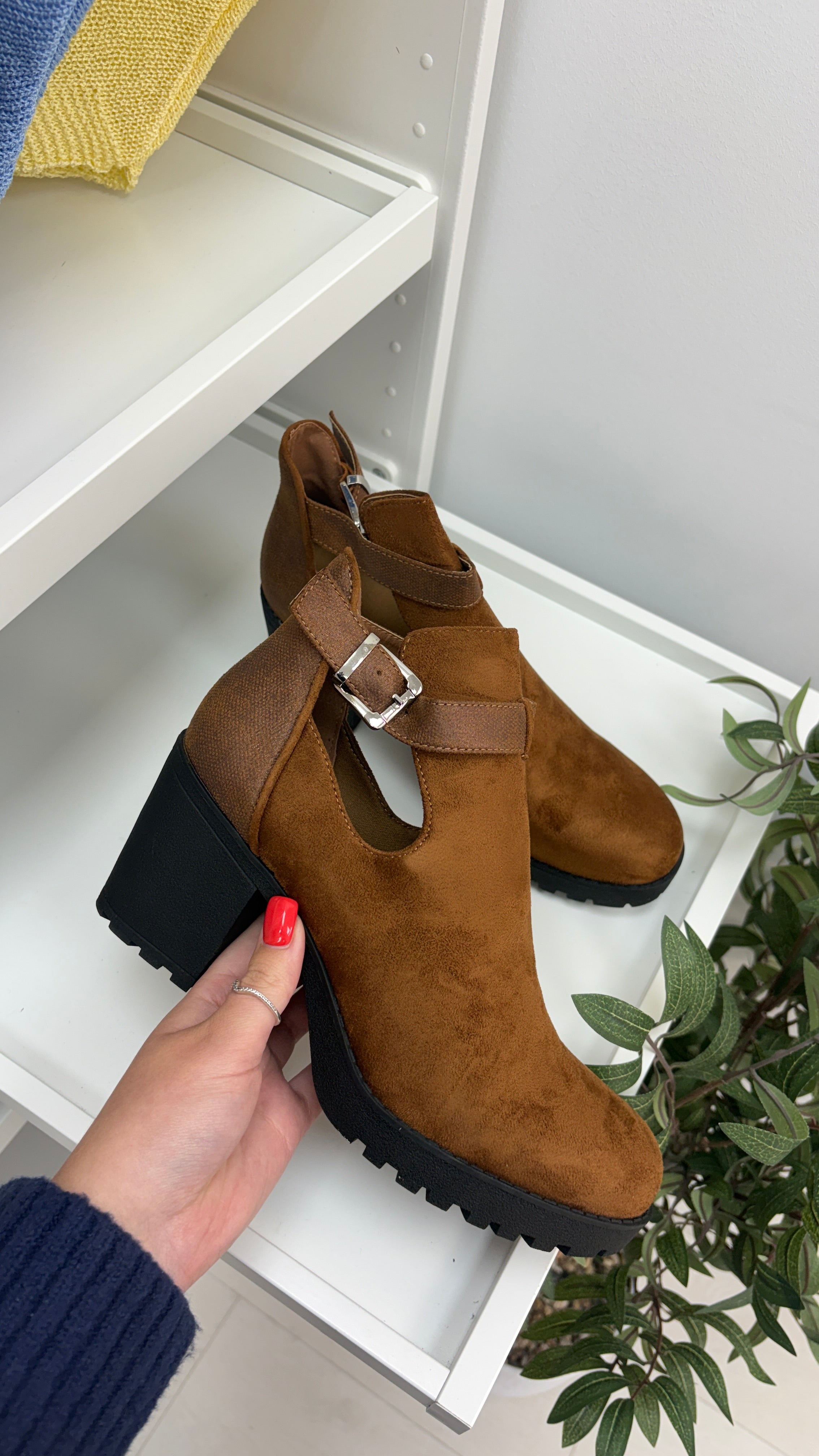 Adora Faux Suede Chunky Heel Ankle Boots