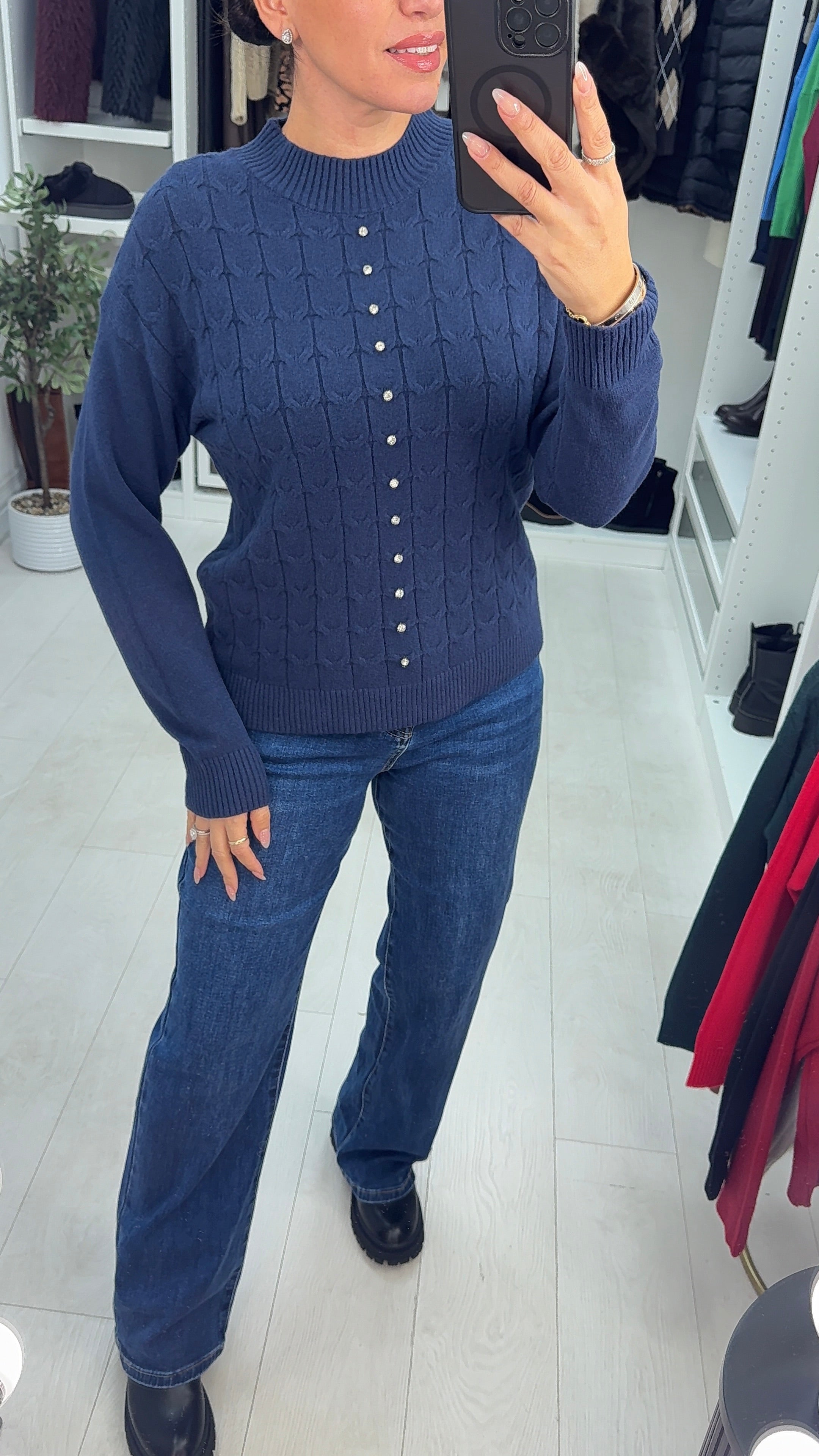 Elsey Plain Diamante Embellished Knit Jumper