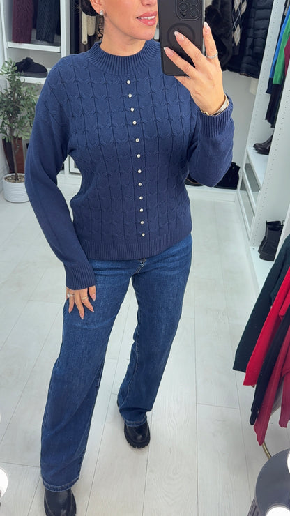 Elsey Plain Diamante Embellished Knit Jumper