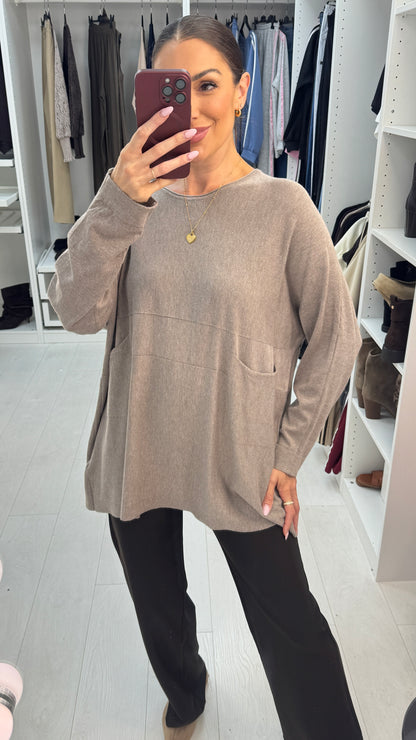 Umi Plain Pocket Front Loose Fit Jumper