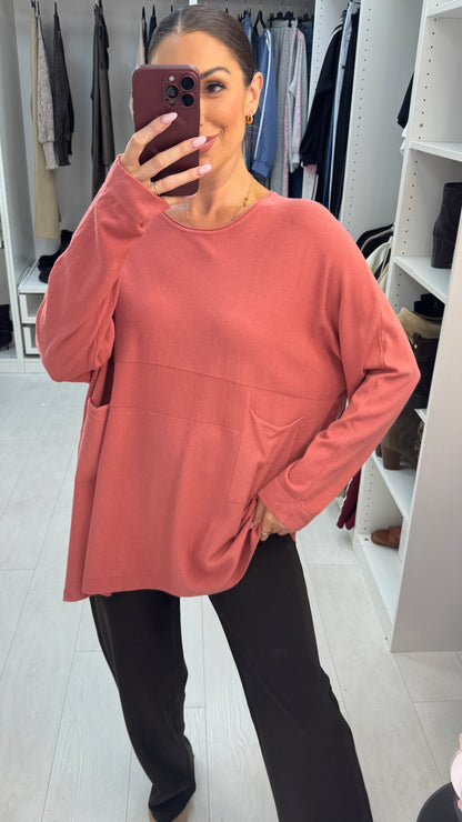 Umi Plain Pocket Front Loose Fit Jumper