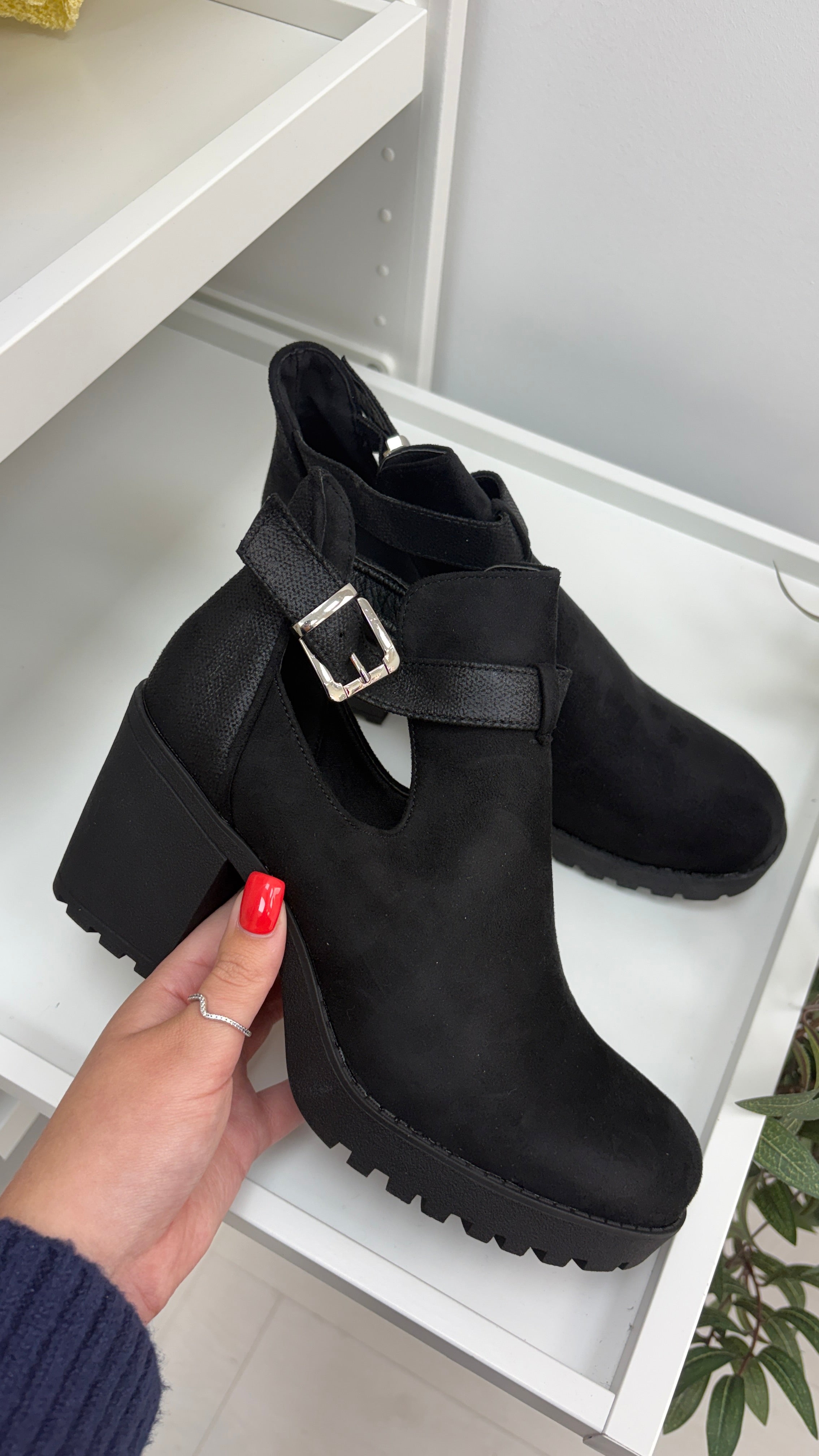 Adora Faux Suede Chunky Heel Ankle Boots
