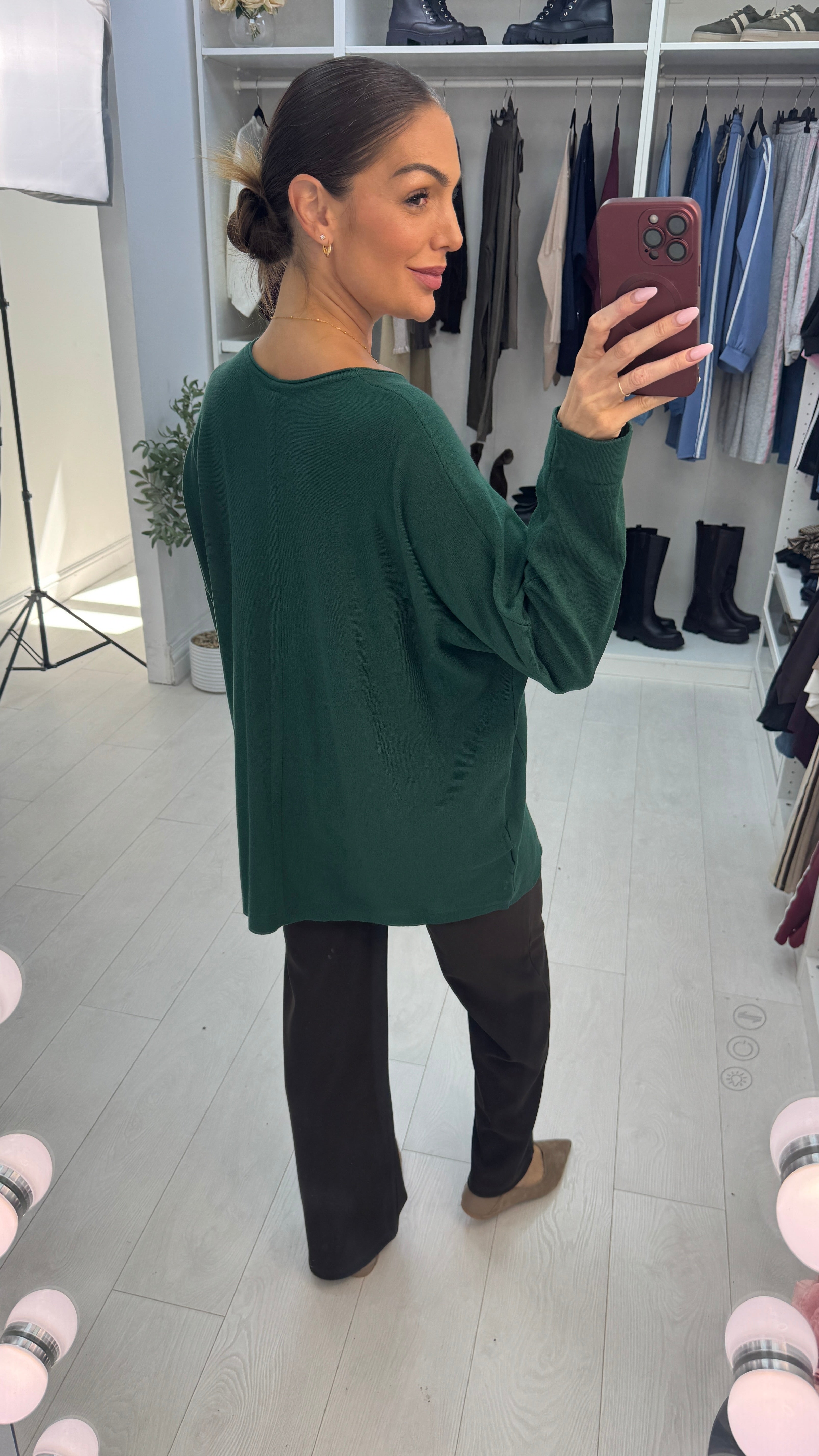 Umi Plain Pocket Front Loose Fit Jumper