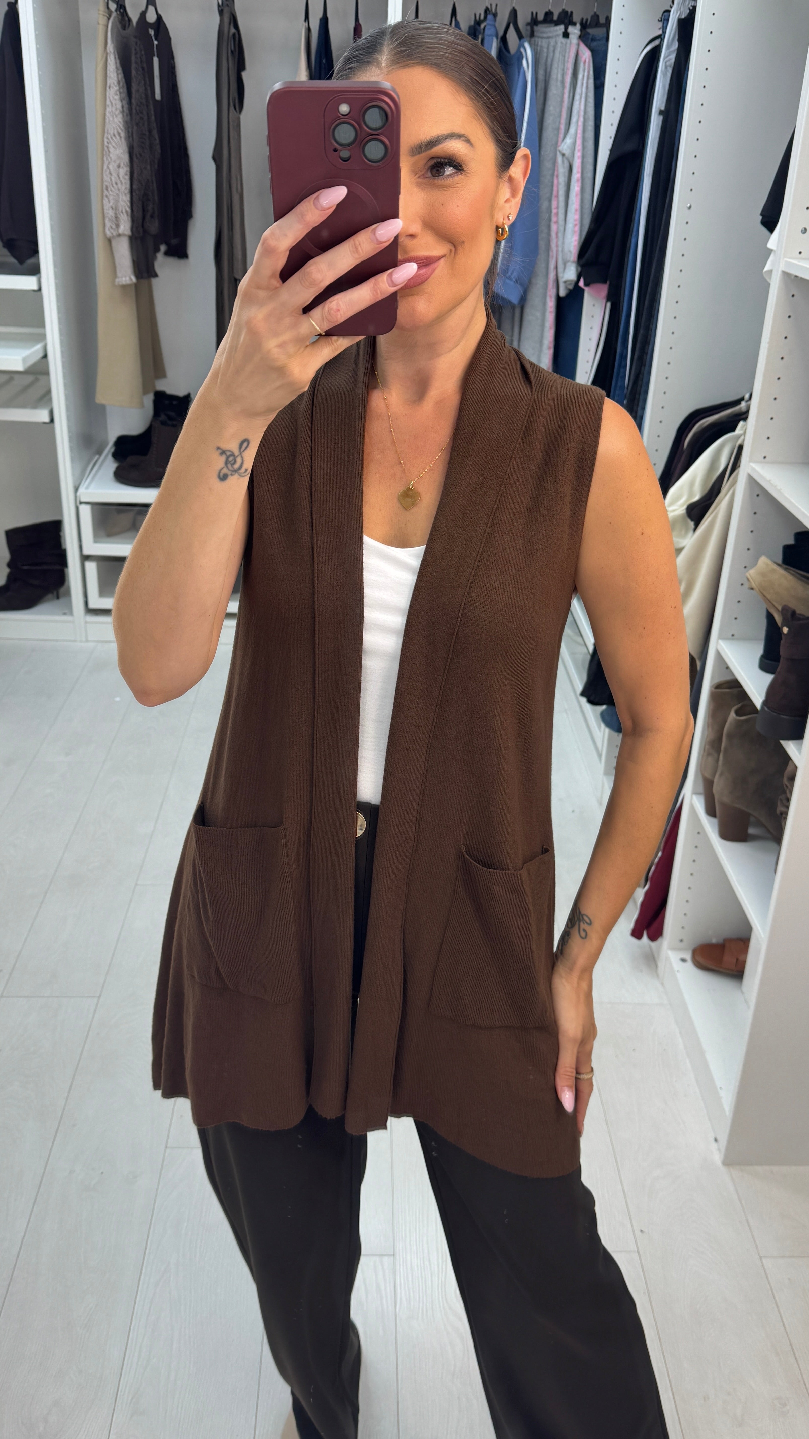 Tamina Plain Open Front Knitted Gilet