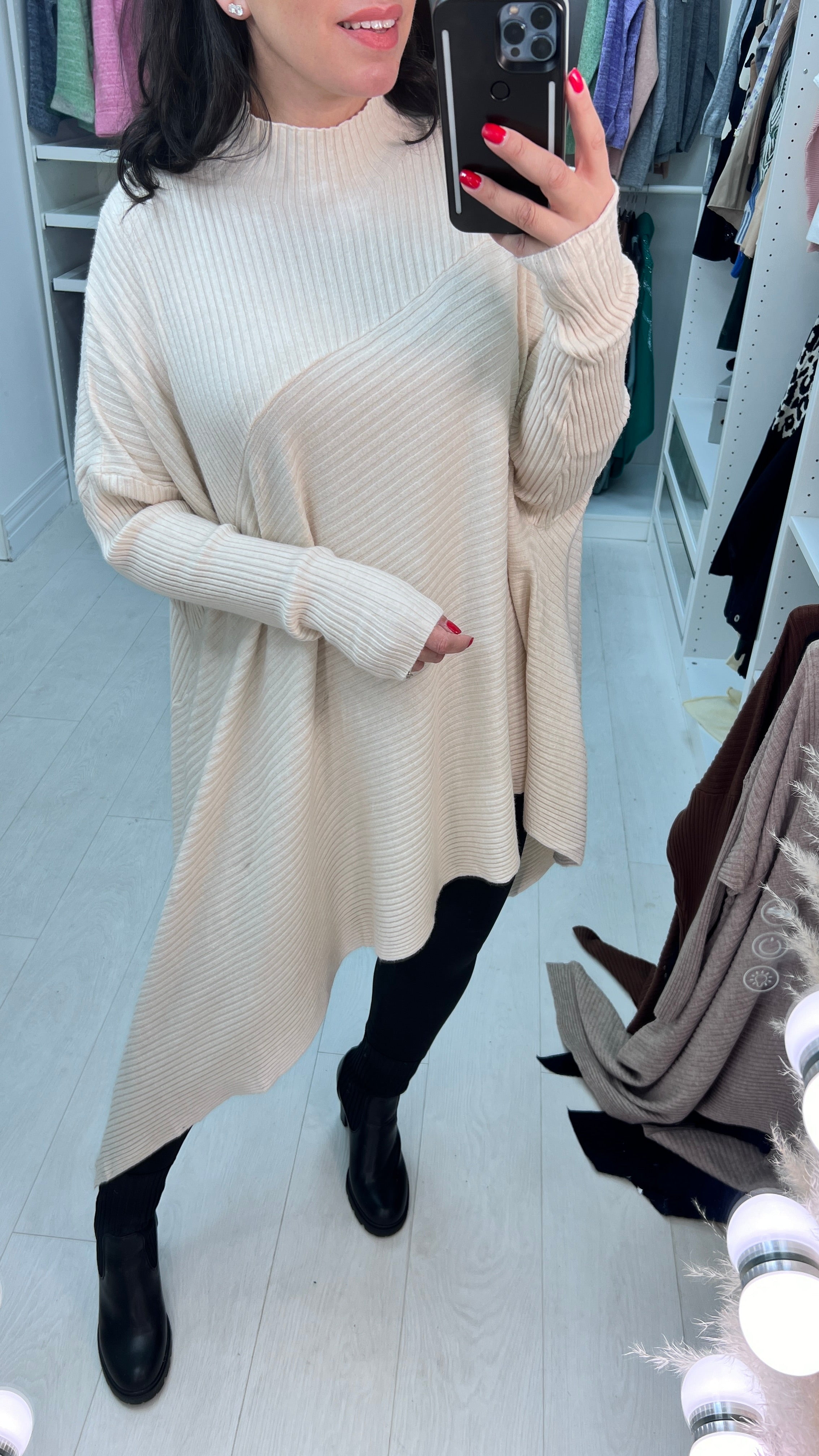 Jimzy Asymmetric High Neck Jumper