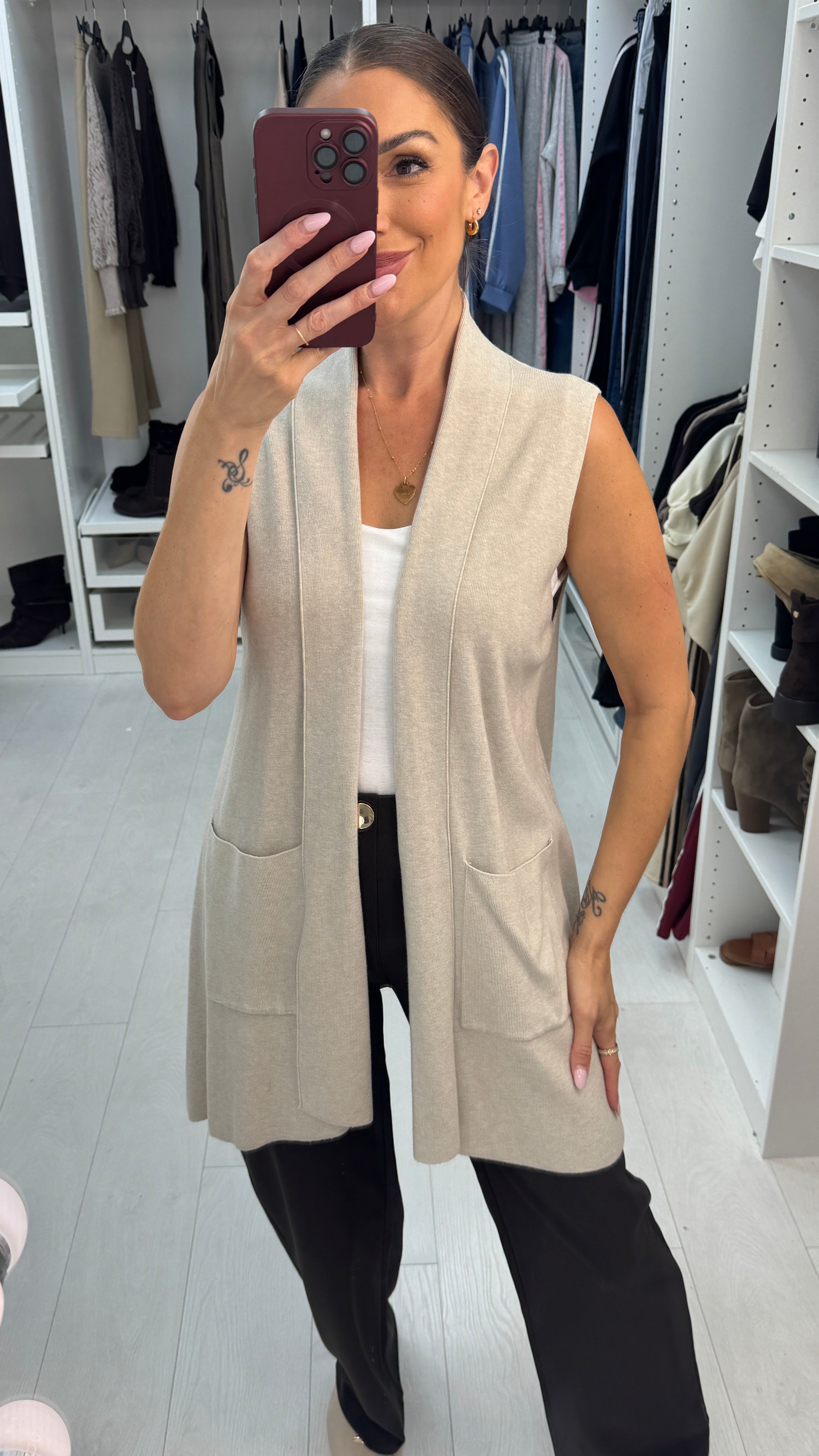 Tamina Plain Open Front Knitted Gilet