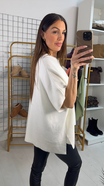 Meghan Button Detail Short Sleeve Loose Fit Jumper