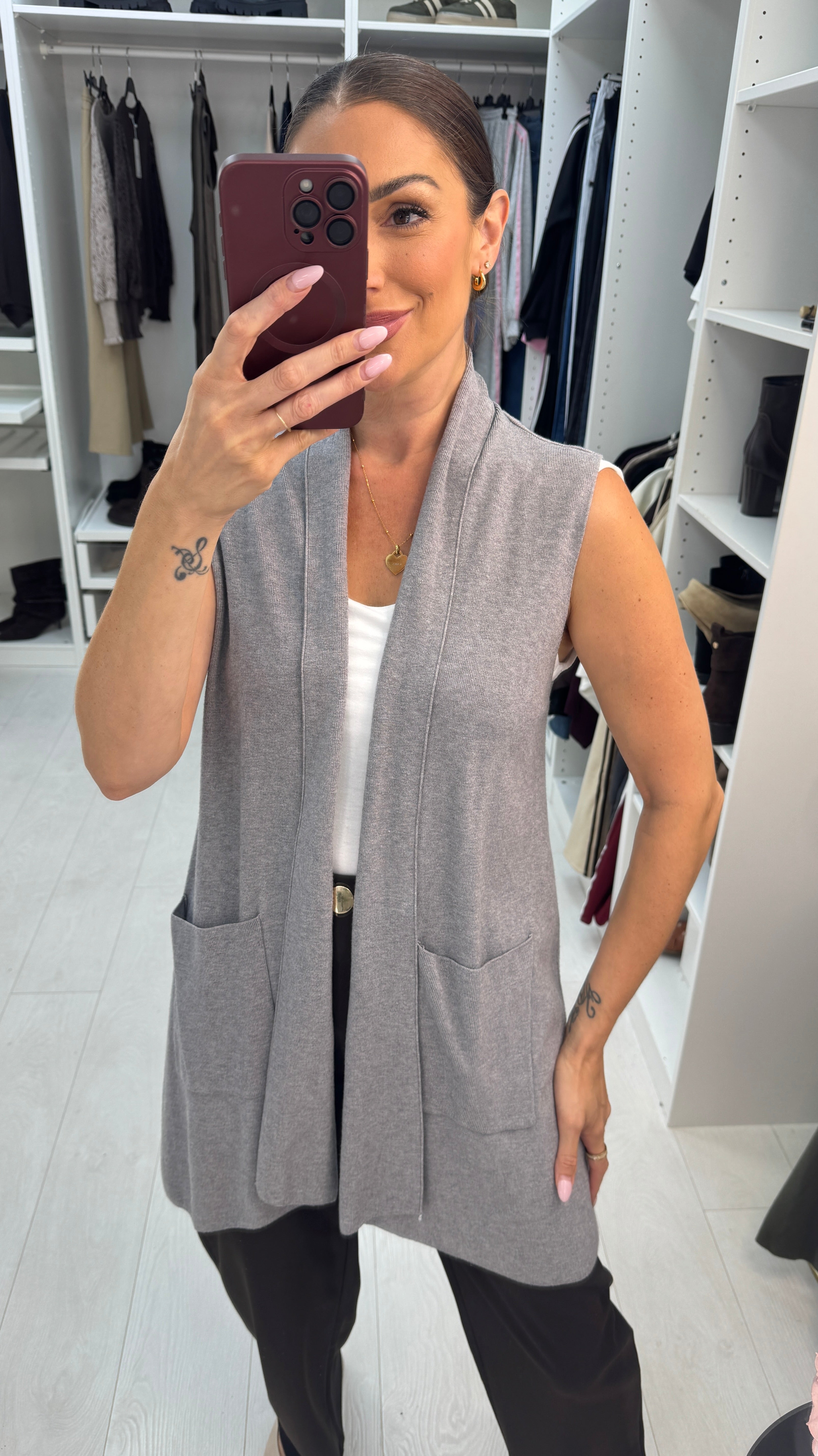 Tamina Plain Open Front Knitted Gilet