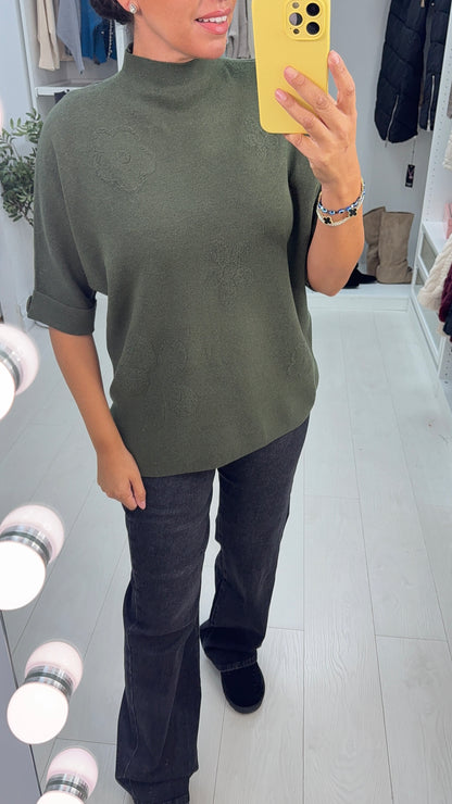 Felina Plain Floral Detail 3/4 Sleeve Jumper