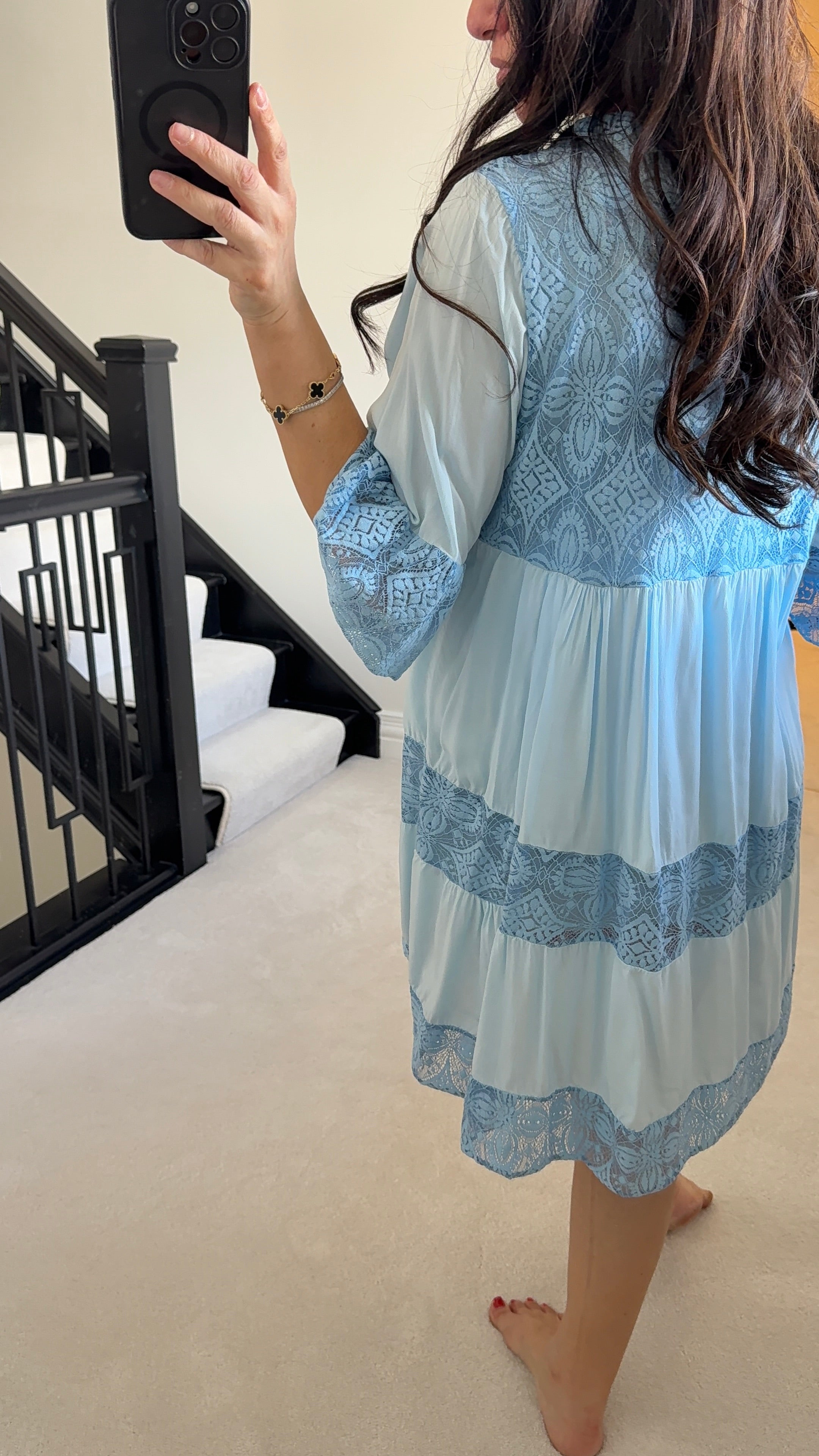 Debi Lace Embroidered Smock Dress