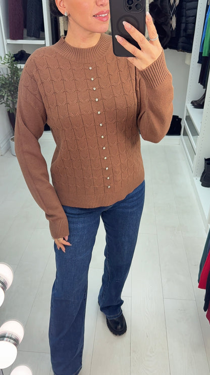 Elsey Plain Diamante Embellished Knit Jumper