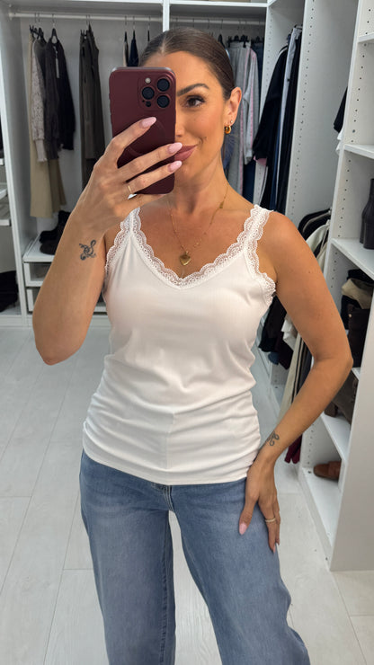 Salie Plain Lace Trim Vest Top
