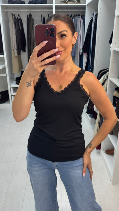 Salie Plain Lace Trim Vest Top