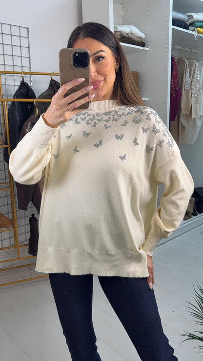 Andelle Embellished Butterfly Detailed Loose Fit Jumper