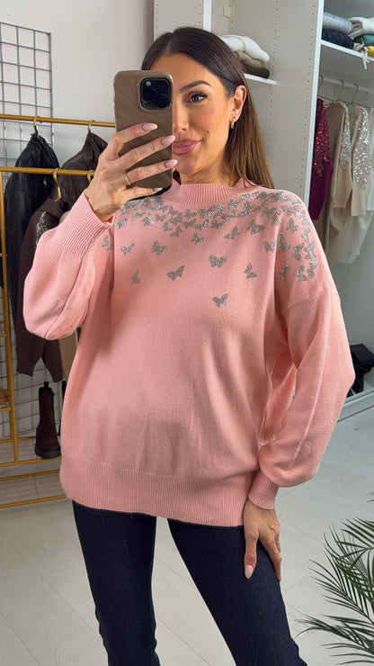Andelle Embellished Butterfly Detailed Loose Fit Jumper