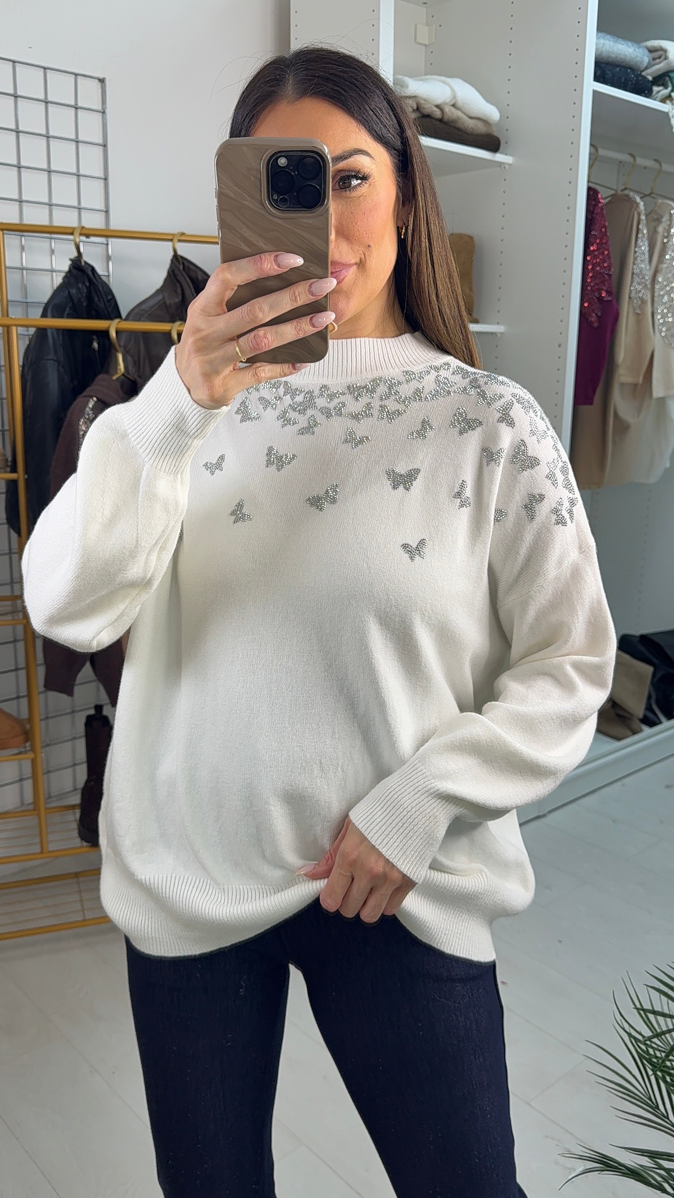 Andelle Embellished Butterfly Detailed Loose Fit Jumper