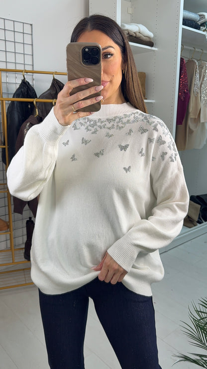 Andelle Embellished Butterfly Detailed Loose Fit Jumper