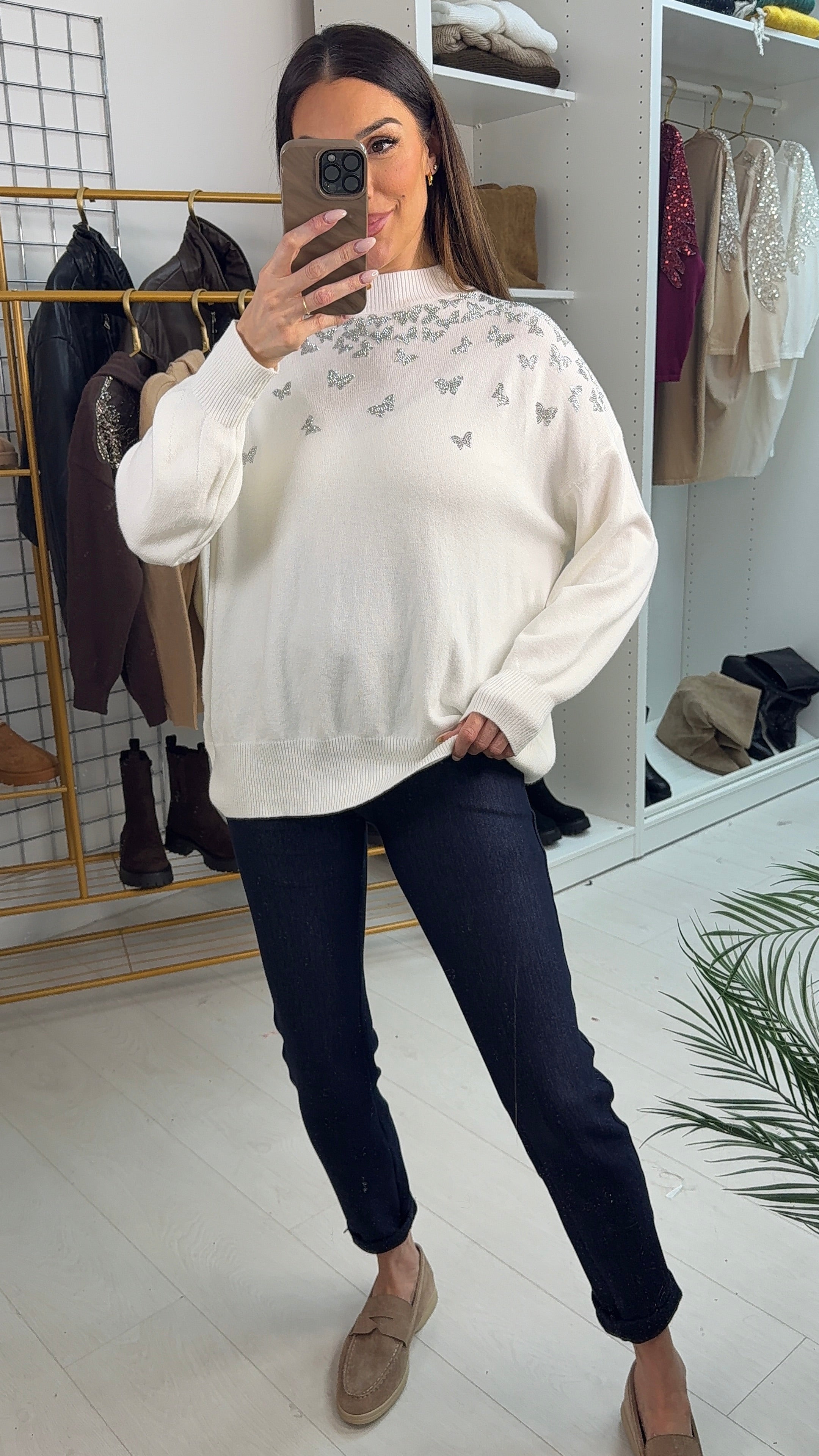 Andelle Embellished Butterfly Detailed Loose Fit Jumper