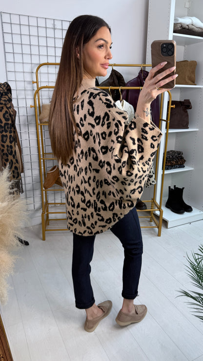Carlie Animal Print Loose Fit Dipped Hem Jumper