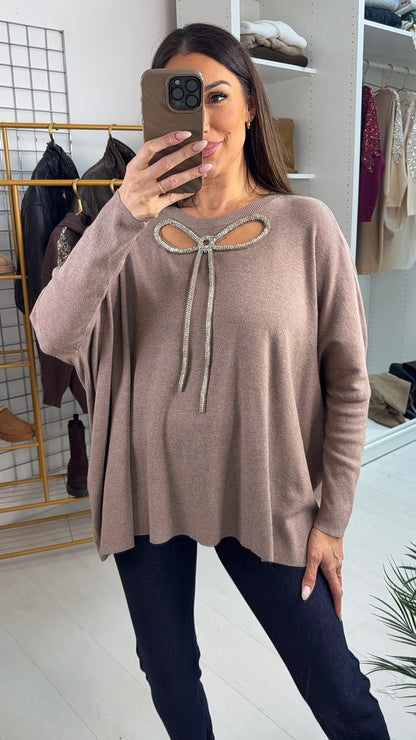 Dotty Embellished Bow Loose fit Jumper