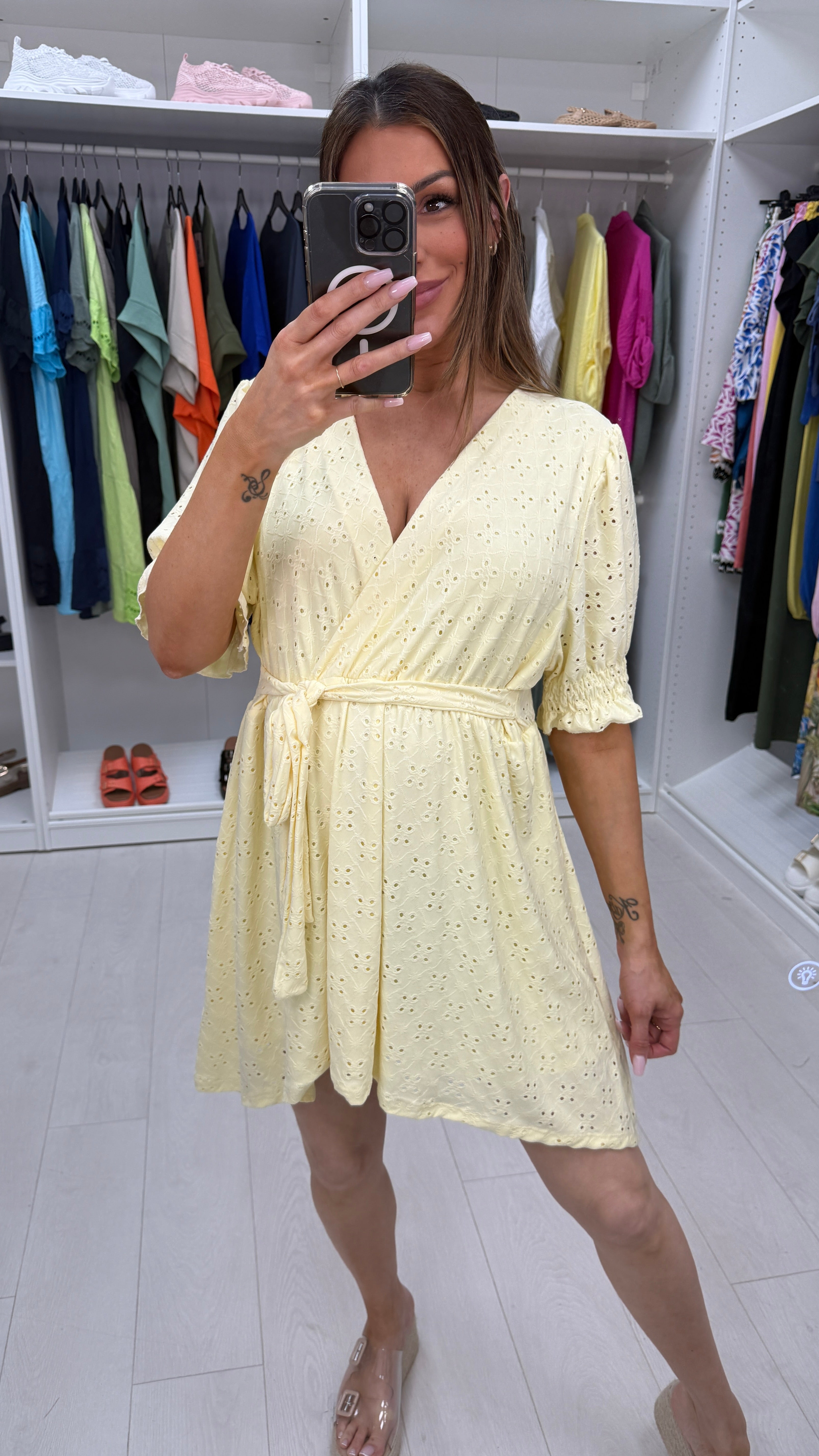 Lana Broiderie Anglaise V-Neck Dress