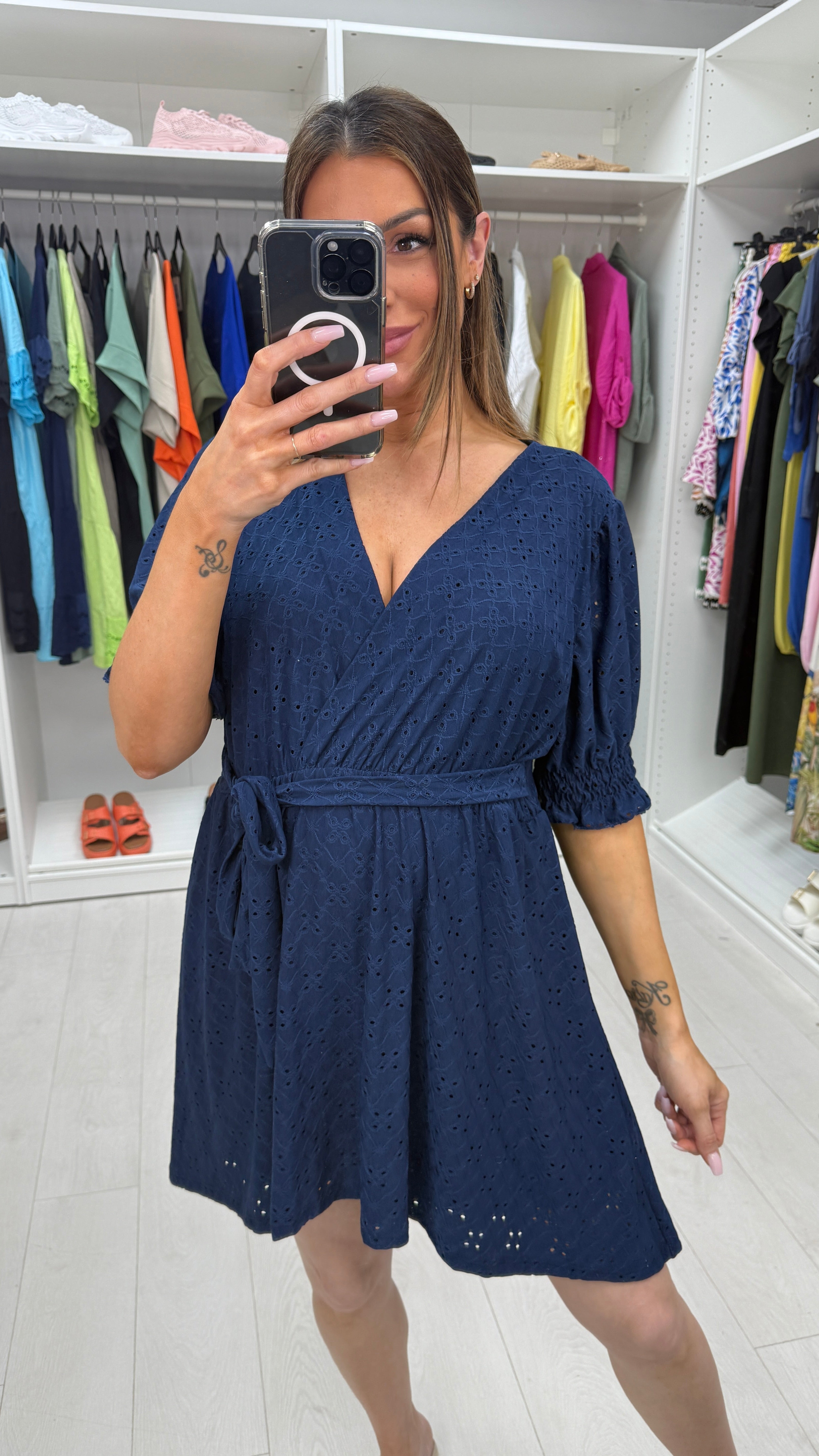 Lana Broiderie Anglaise V-Neck Dress