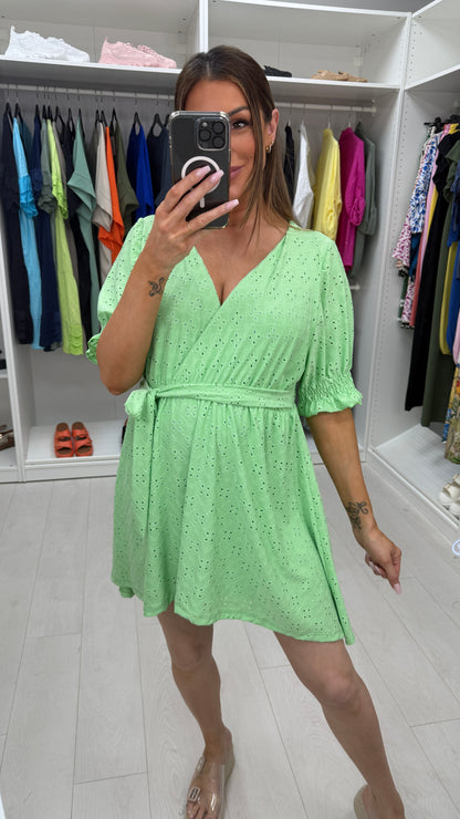 Lana Broiderie Anglaise V-Neck Dress