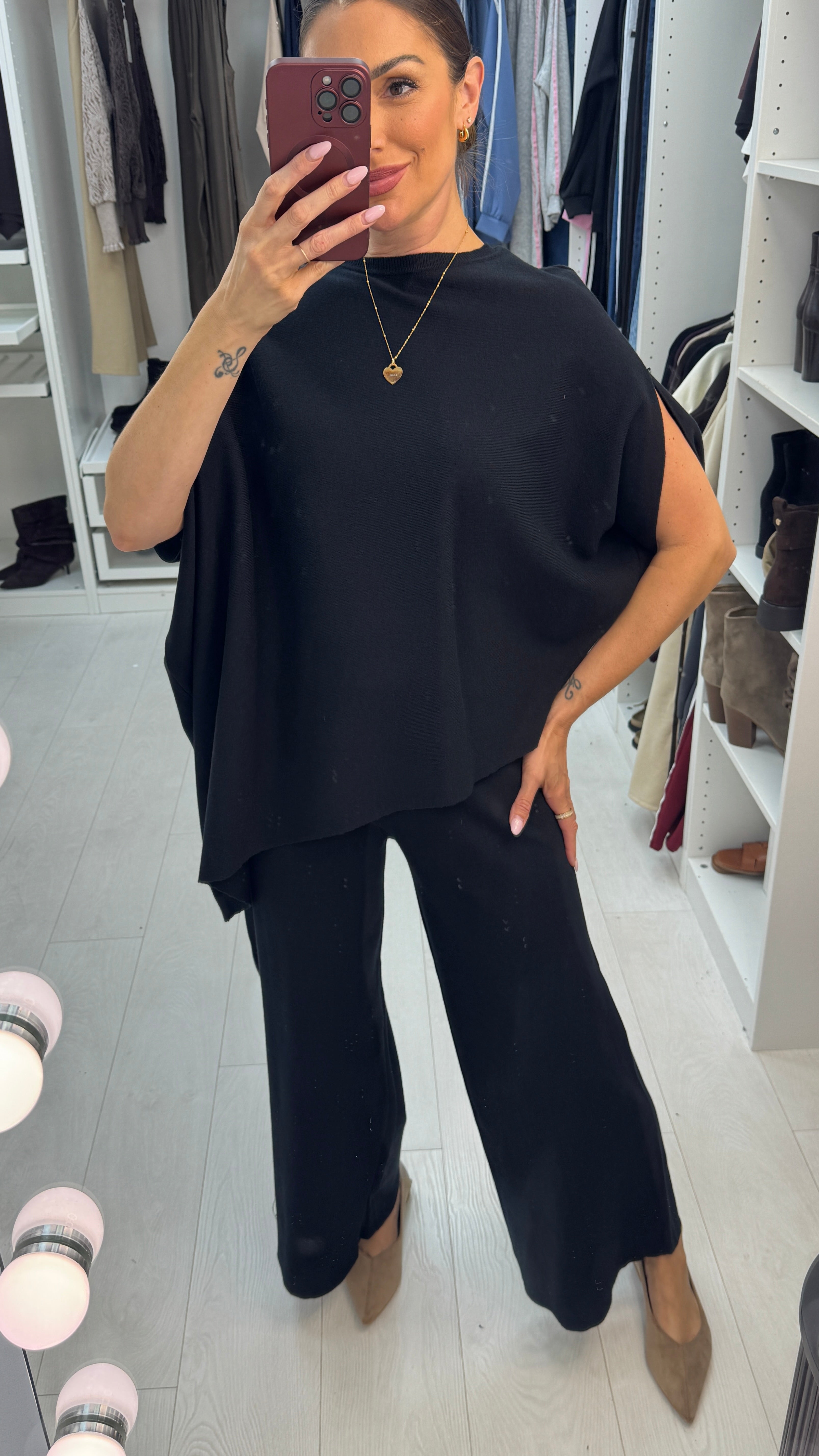 Jaida Plain Asymmetric Loungewear Set