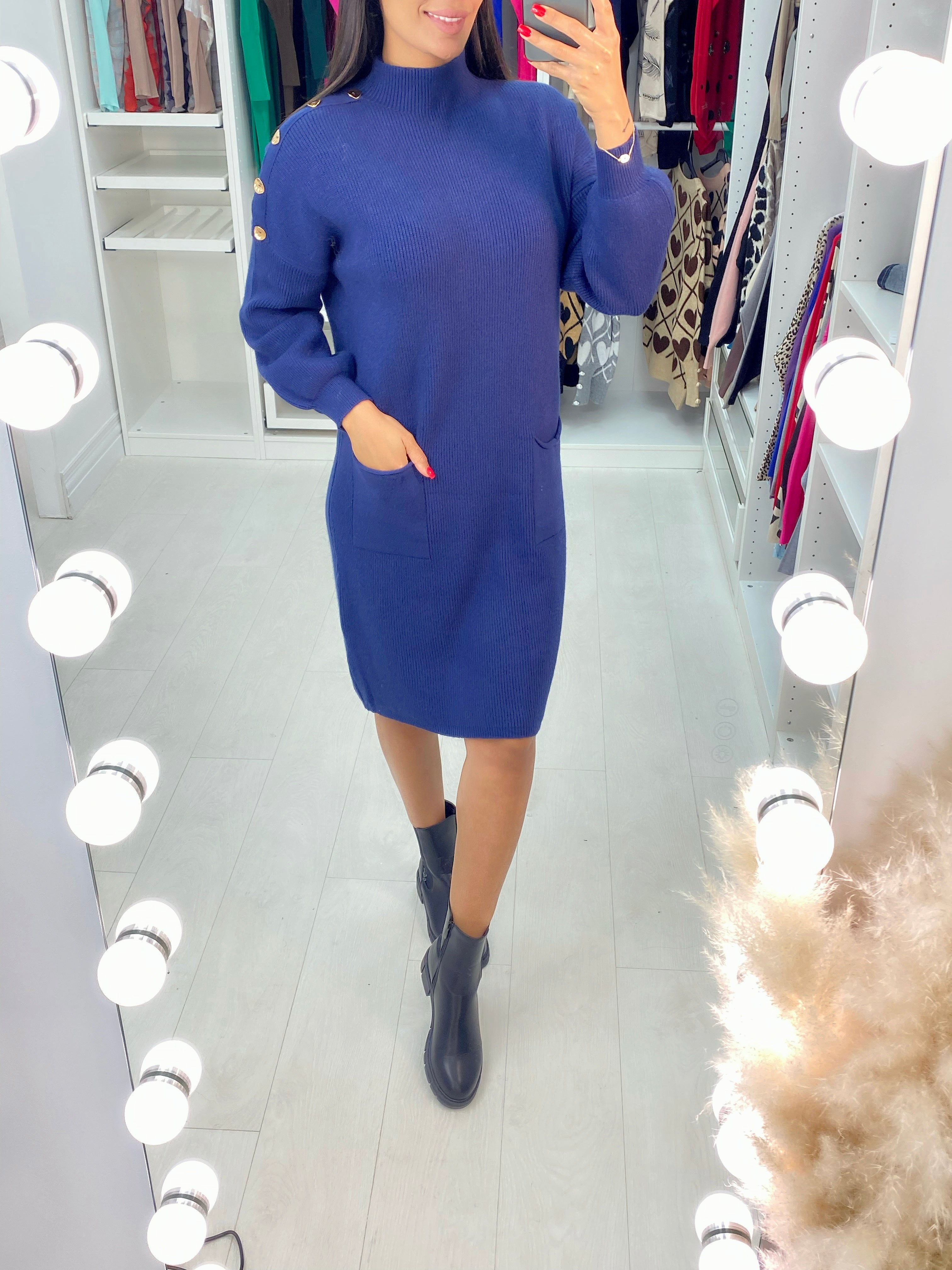 Chantal Button Detail Jumper Dress